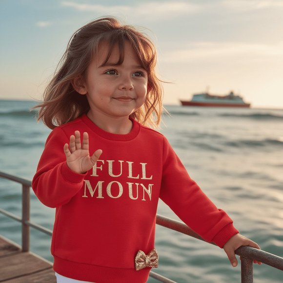 New - Original Marines, Italy - US Seller - FULL MOON BABY GIRL SWEATSHIRT - Picture 1 of 7